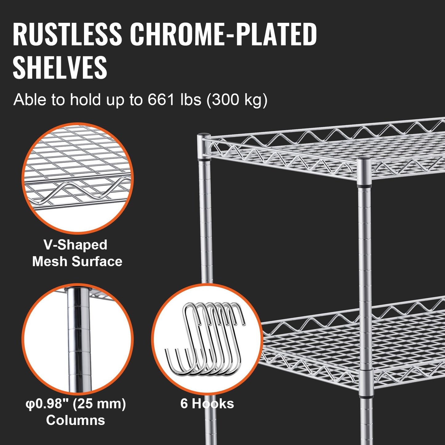 3-Tier Rolling Utility Cart - Heavy Duty Kitchen Storage