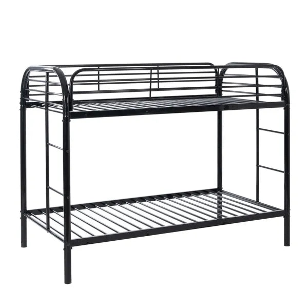 Twin Over Twin Bunk Bed - Sturdy Metal Frame with Safety Guardrails