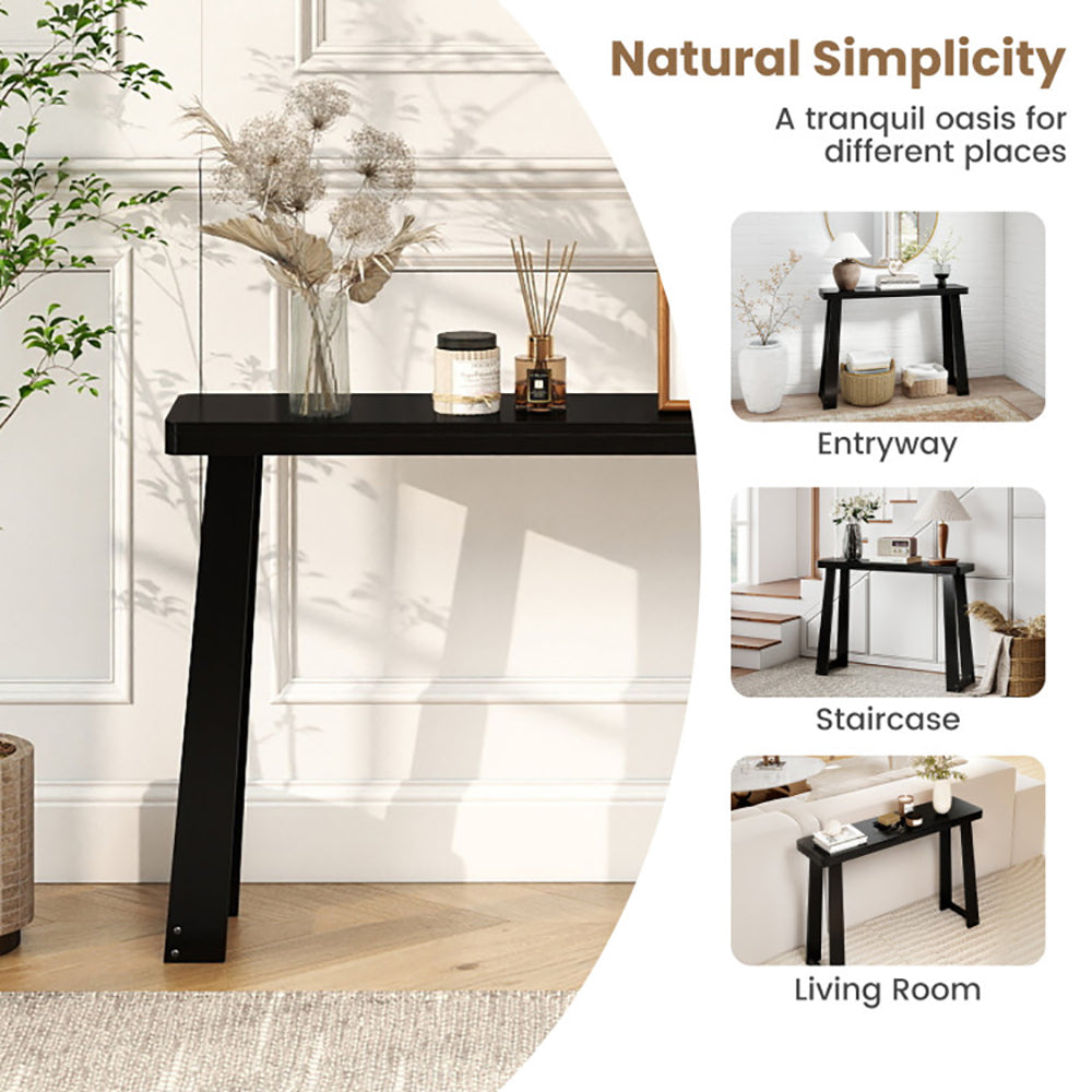 Solid Rubber Wood Console Table 43 Inch Narrow Entryway With Thick