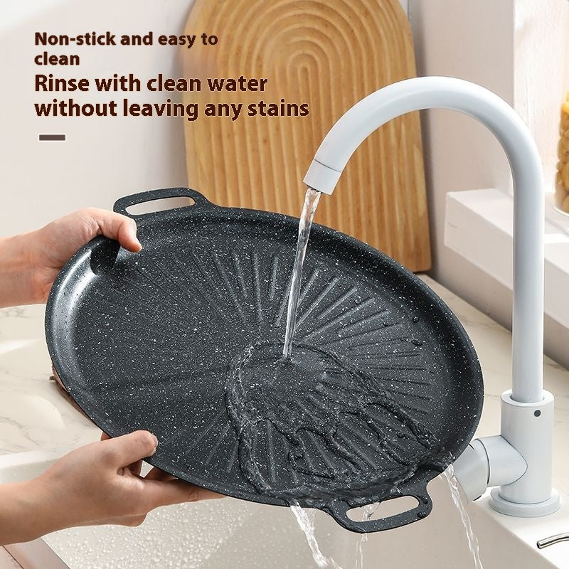 Non-Stick Pot for Rice and Grilling - Wheat Stone Barbecue Plate, 30-34cm