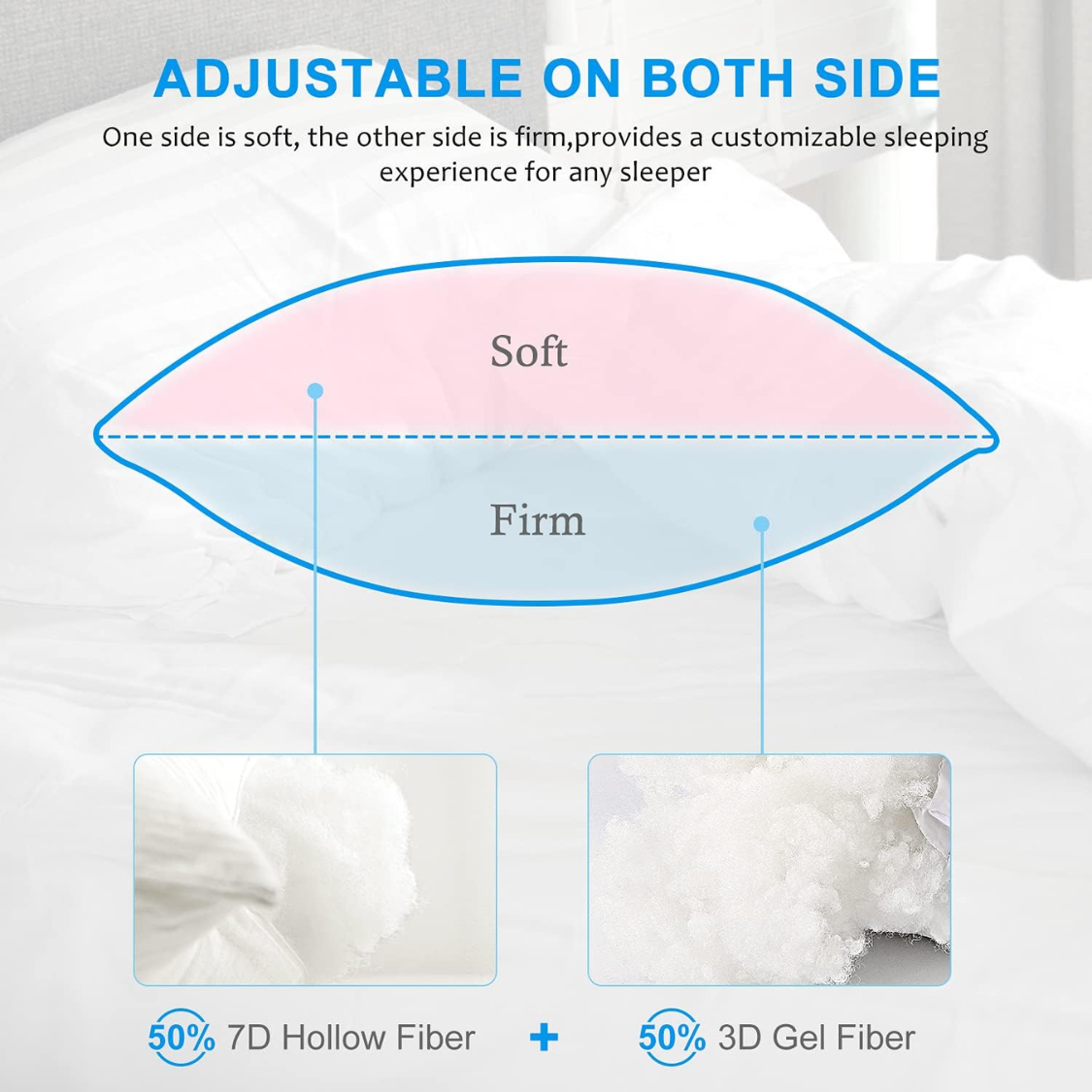 Queen Size Microfiber Bed Pillows 20 x 30 Inches - Soft & Supportive, 2 Pack