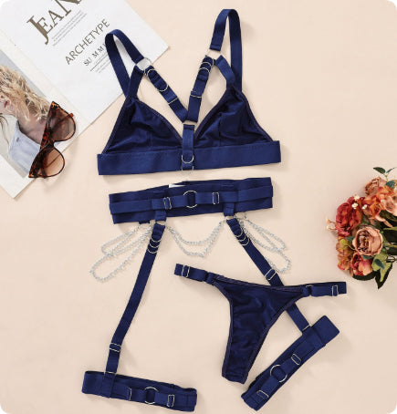 Adjustable Lace Lingerie Set with Waist and Leg Loops