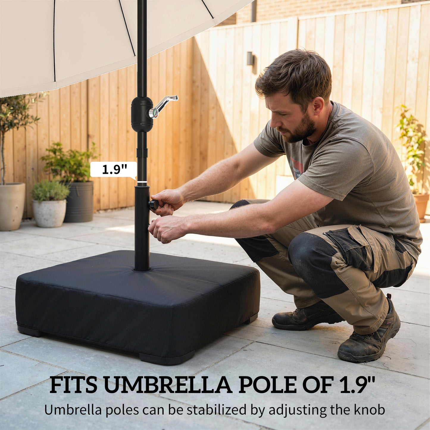 Heavy Duty Sand-Filled Umbrella Base - 176 lbs for Cantilever Umbrellas