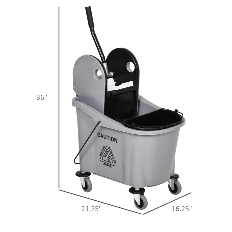 9.5 Gallon 38 Quart Mop Bucket With Wringer Cleaning Cart, 4 Moving