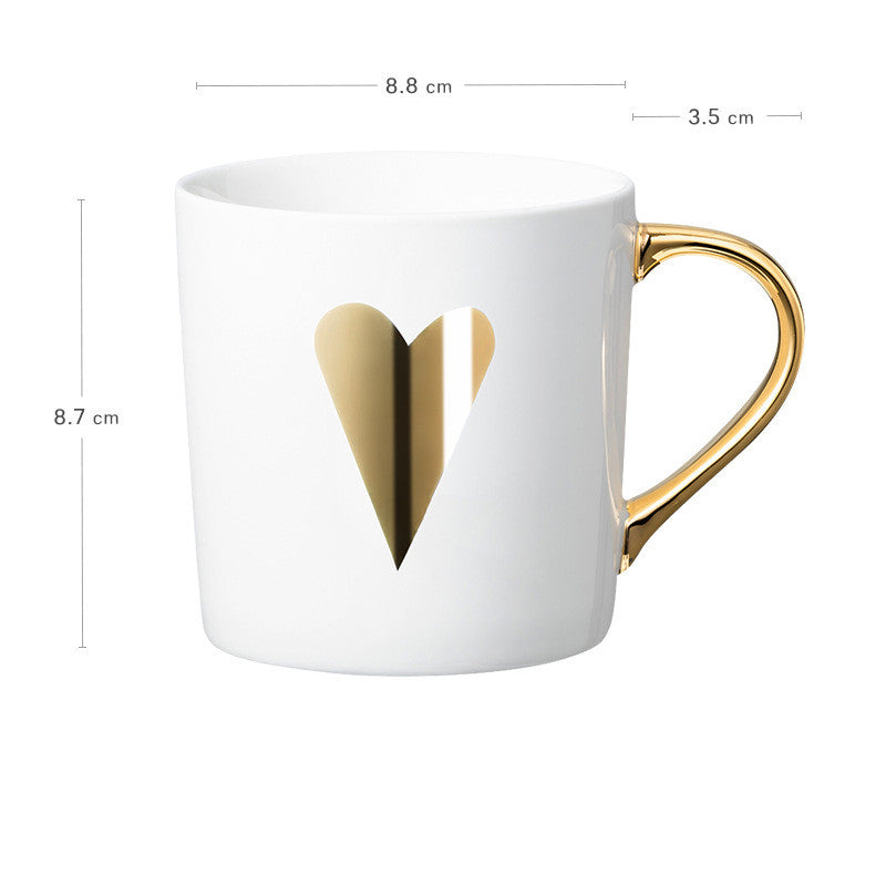 Luxury Coffee Mug with Lid and Spoon - Heart, LOVE, Star Style