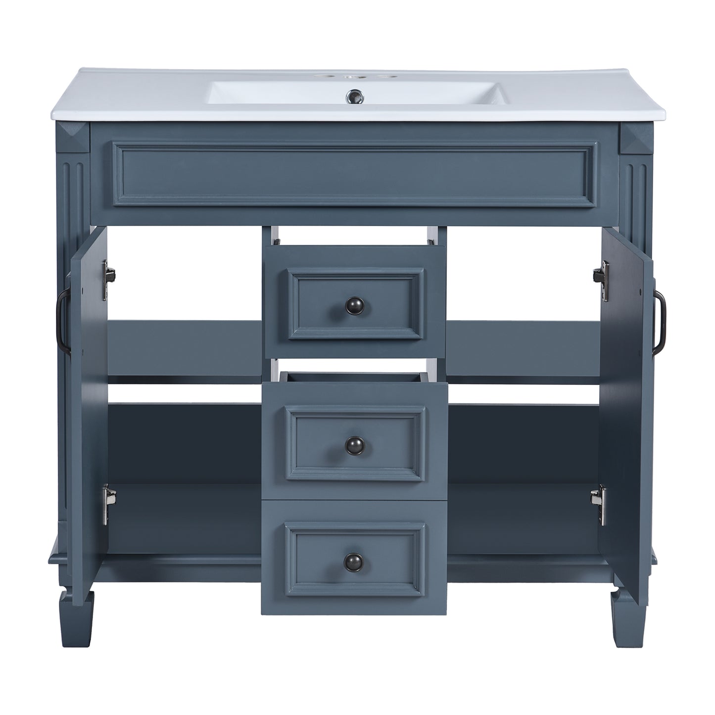36-Inch Blue Bathroom Vanity with Top Sink & Soft Closing Doors