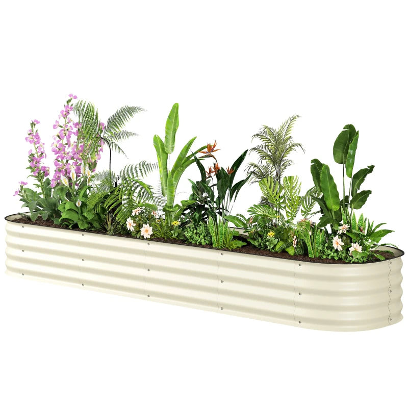 Galvanized Raised Garden Bed Kit, Metal Planter Box with Safety Edging - Cream