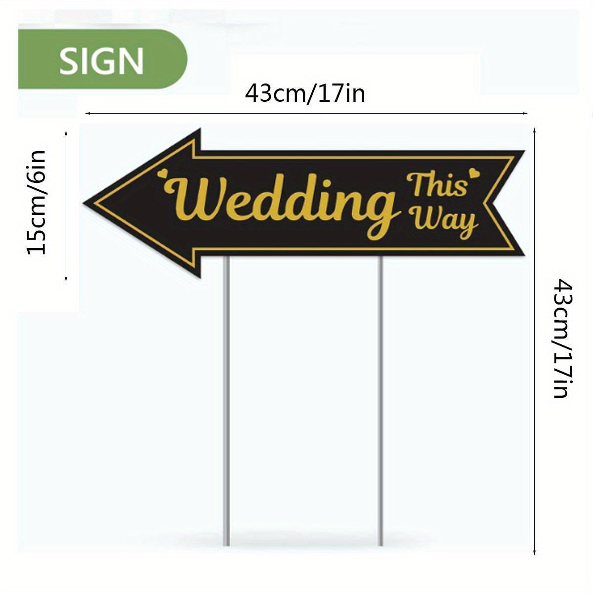4-Piece Wedding Directional Signs Set - Black & Gold Arrows