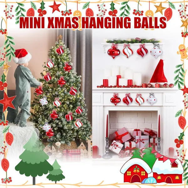 Peppermint Candy Ornaments - Red & White Candy Cane Balls