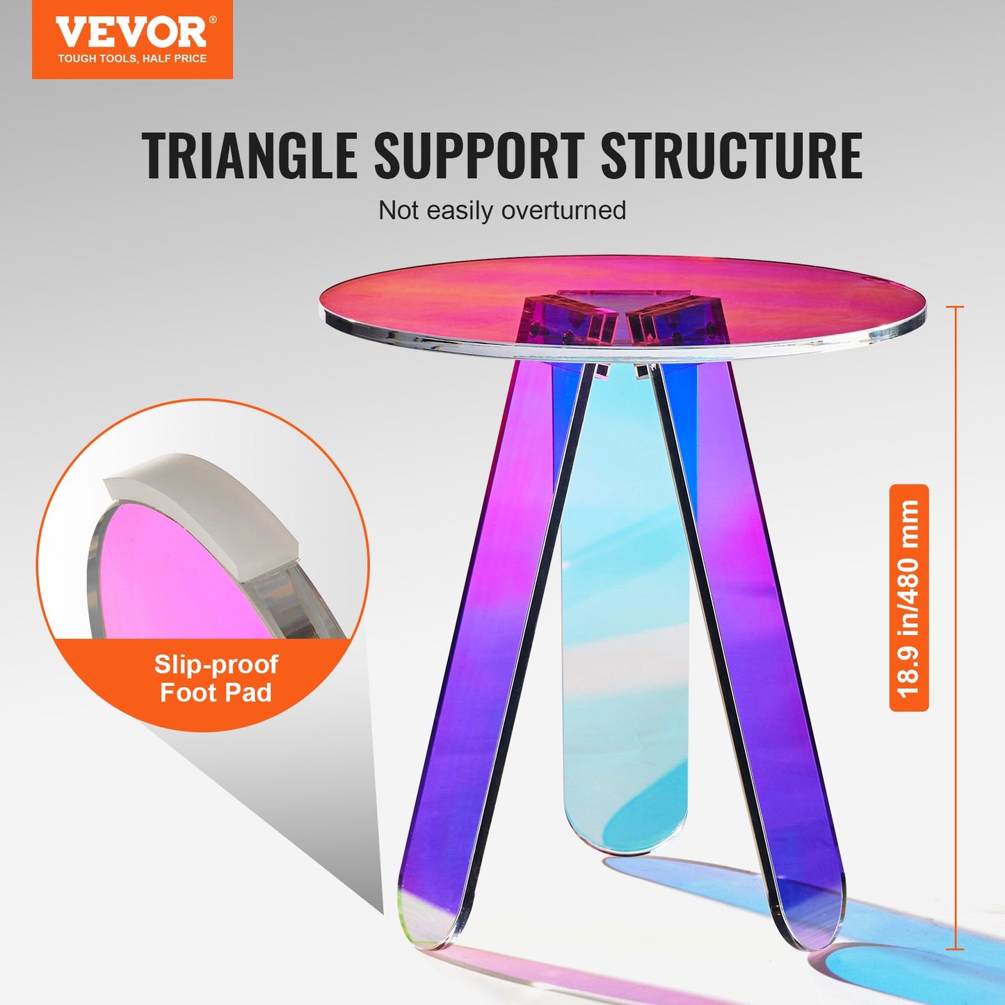Round Iridescent Acrylic Side Table - Multicolor Coffee Table