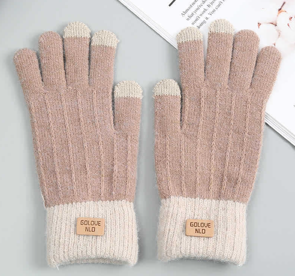 Warm Winter Mittens - Striped Embroidered Cycling Gloves