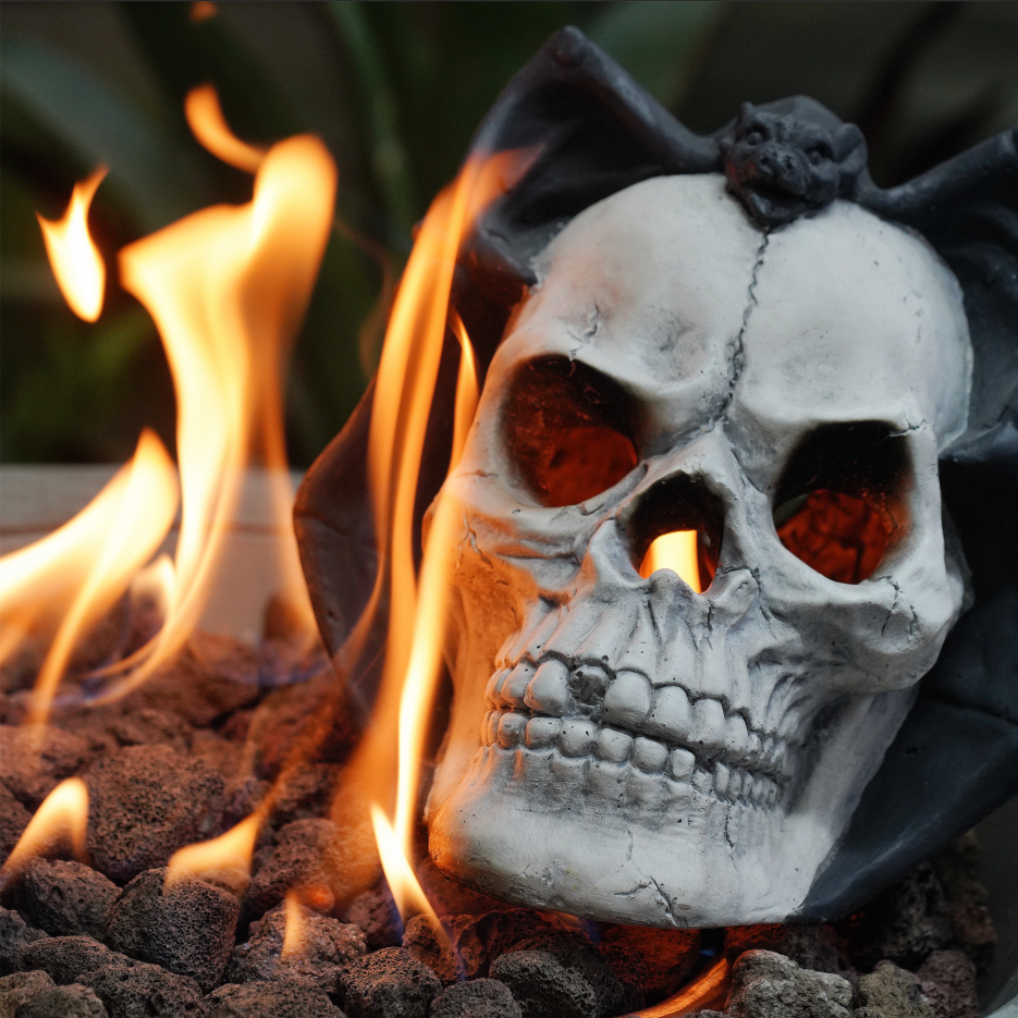 Realistic Demon Skull Gas Log for Fire Pit & Fireplace