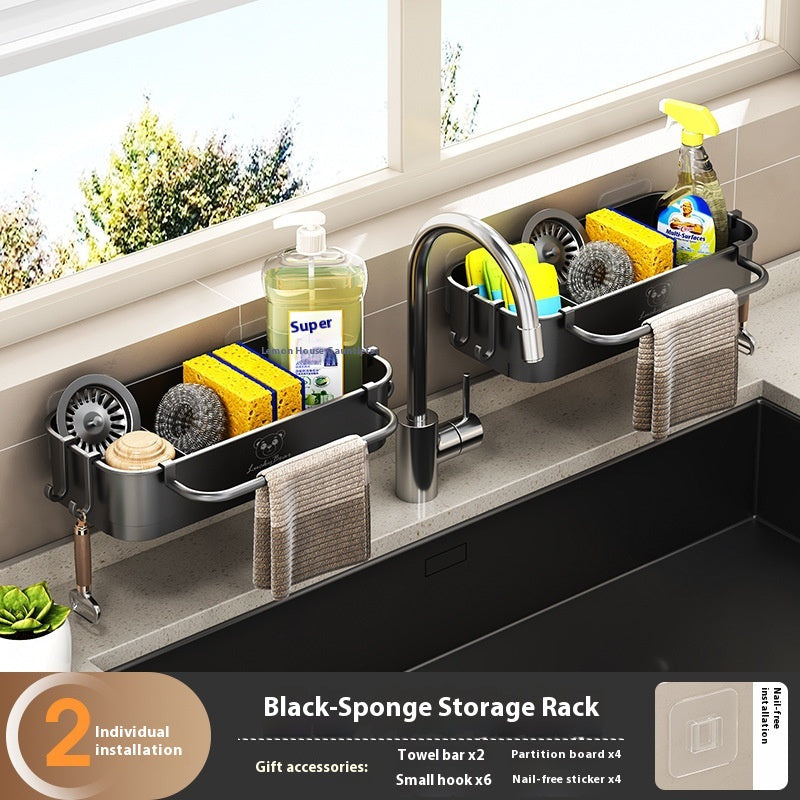 Wall-Mounted Kitchen Sink Storage Shelf Multi-Purpose Organizer