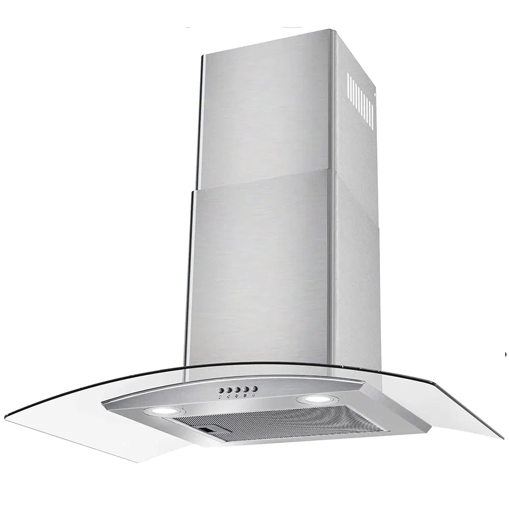 30-Inch Wall Mount Range Hood 450CFM with Tempered Glass, 3-Speed Fan & LEDs