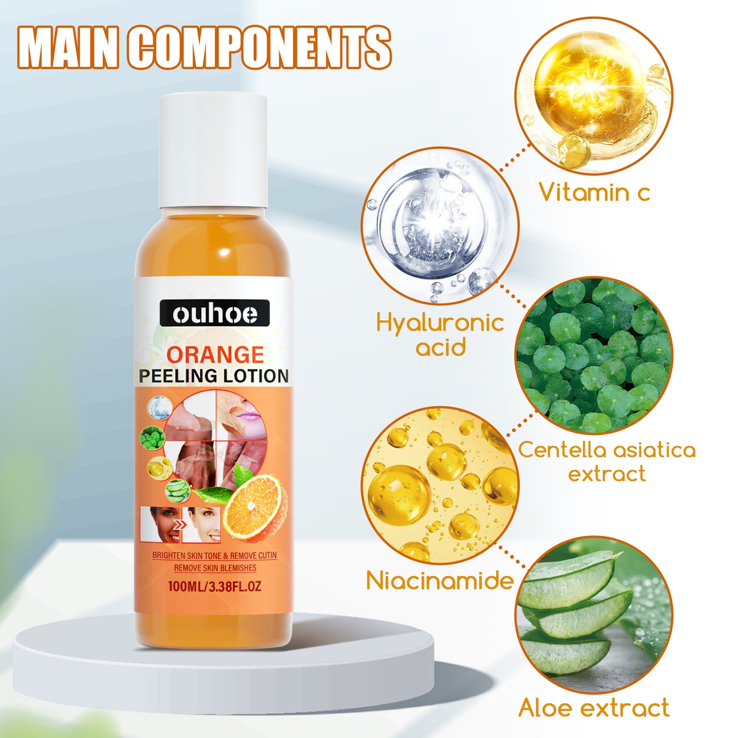 Orange Peel Exfoliating Body Lotion - Brightening & Moisturizing Skin Treatment