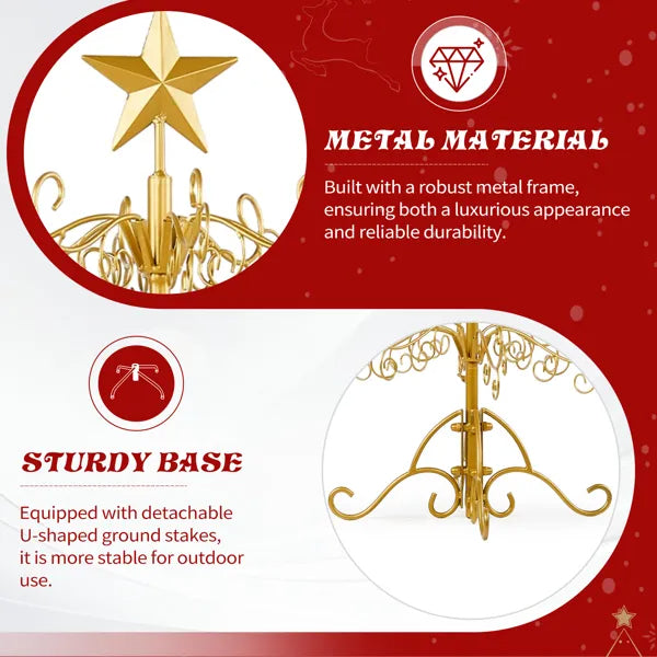 3ft Wrought Iron Christmas Tree Stand - Gold Ornament Display