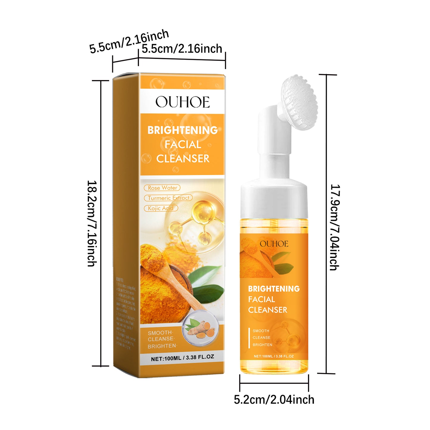 Turmeric Facial Cleanser with Built-in Brush Head for Acne Control