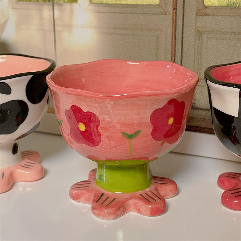 Creative Irregular Ceramic Girl Heart Dessert Cup - Multi Color Variants