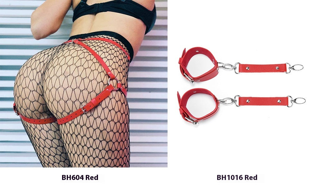 Bondage Waist Belt with Handcuffs for Adult Bondage Games - Multiple Colors