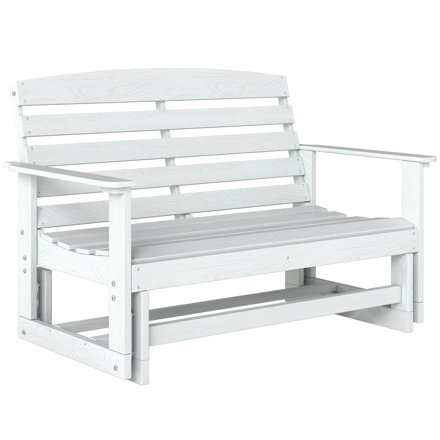 Patio Glider Bench with HDPE Slatted Double Rocking Chair - Distressed White