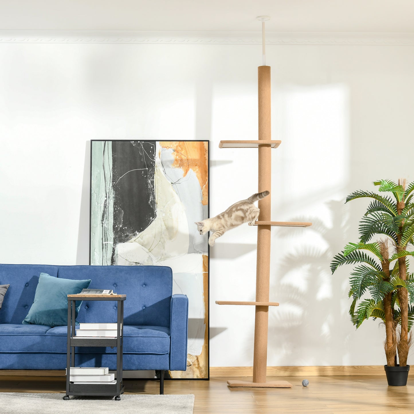 Floor-to-Ceiling Cat Tree Tower with Scratching Posts and Multiple Platforms