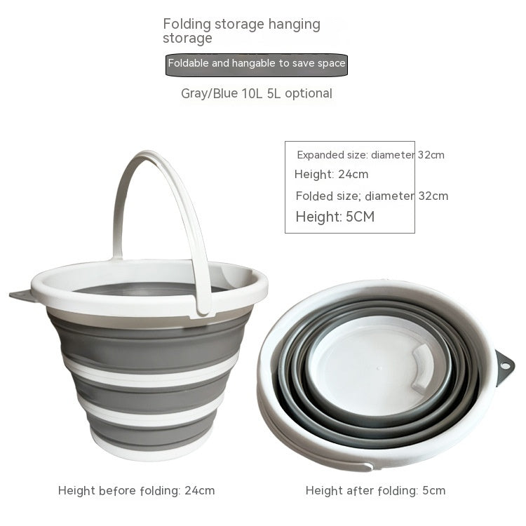 10L Plastic Folding Bucket for Household, Garden & Fishing Use