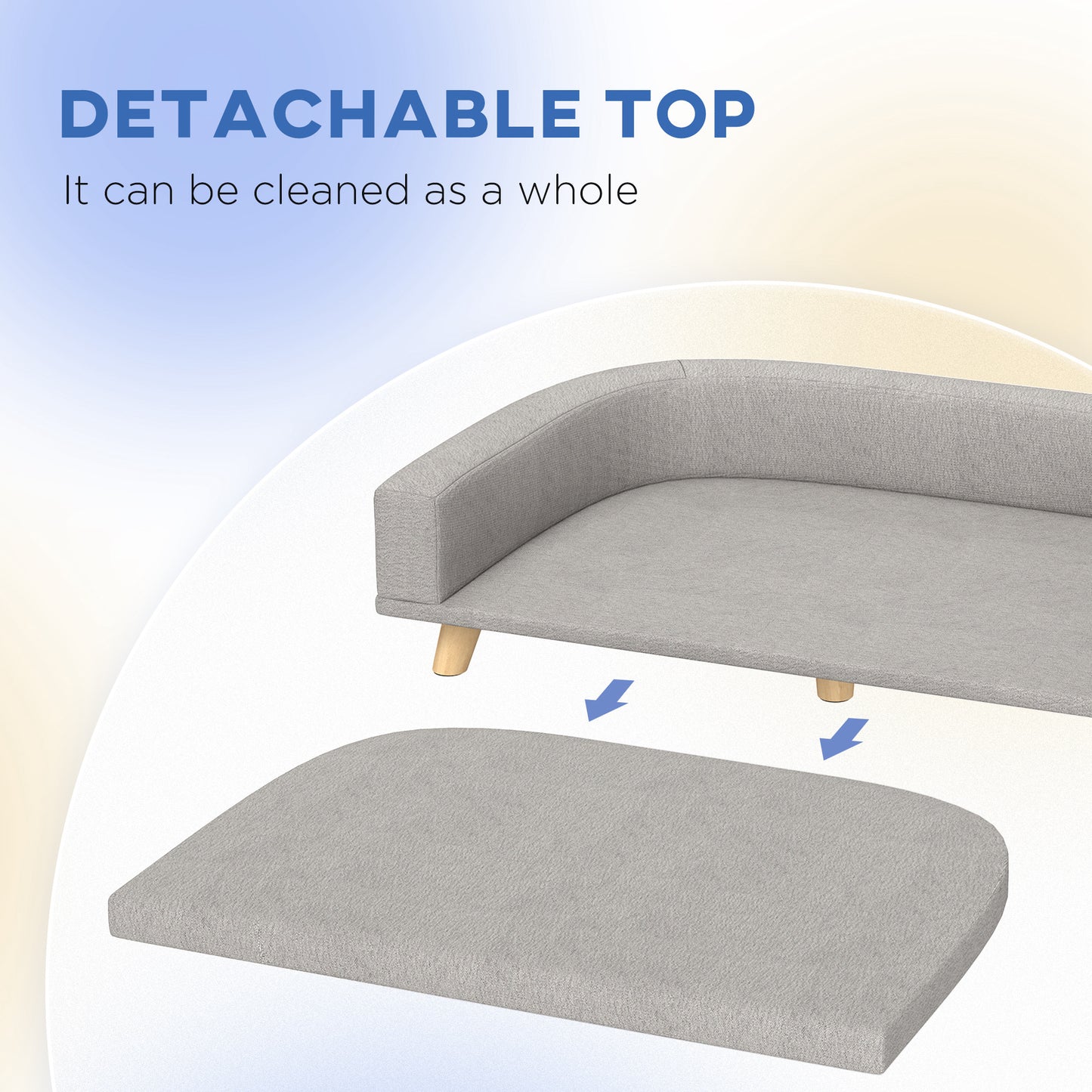 Large Pet Sofa Bed with Washable Cushion - Gray, 780x175x650 mm