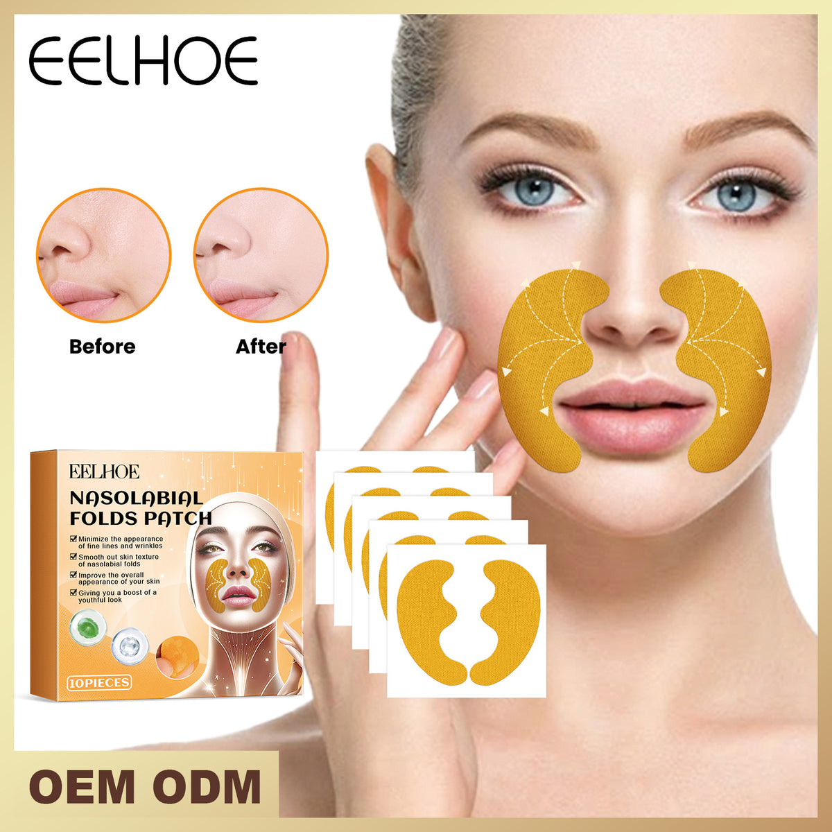 Facial Tightening Patches 10pcs - Moisturizing Skin Lift & Firming Mask