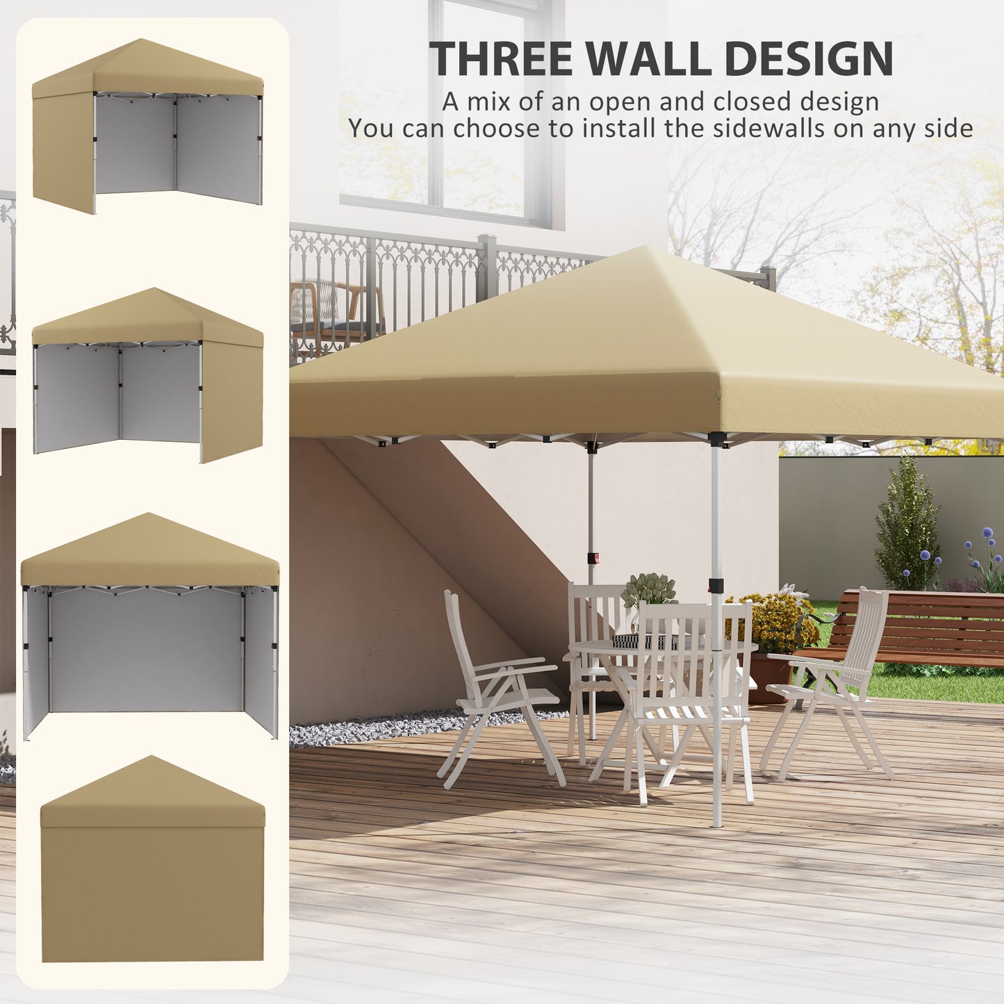10x10 Pop Up Canopy Tent with Sidewalls and Carry Bag - Beige