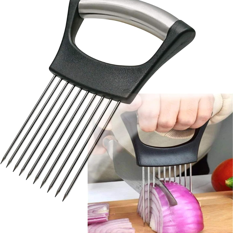 Stainless Steel Onion Holder & Veggie Slicer - Multi-Use Cutter