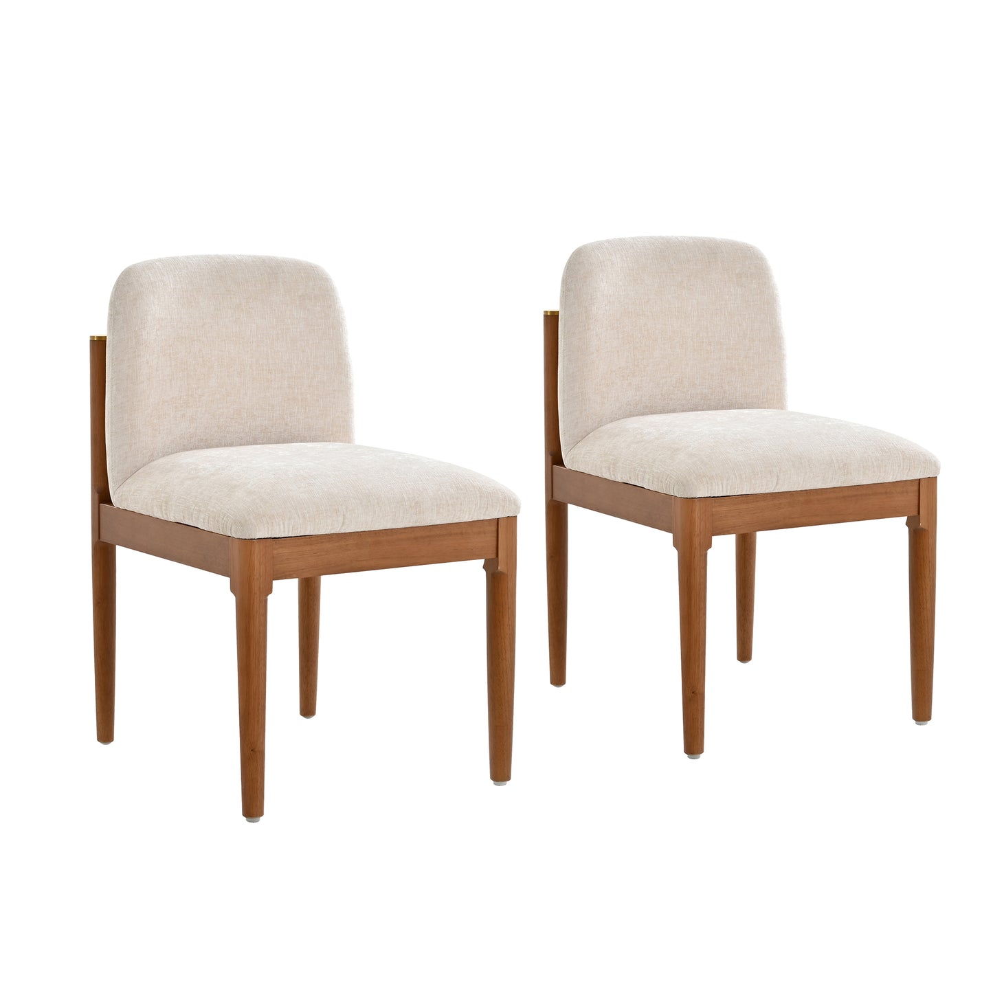 Modern Dining Chair Set of 2 with Woven Rope Backrest - Walnut