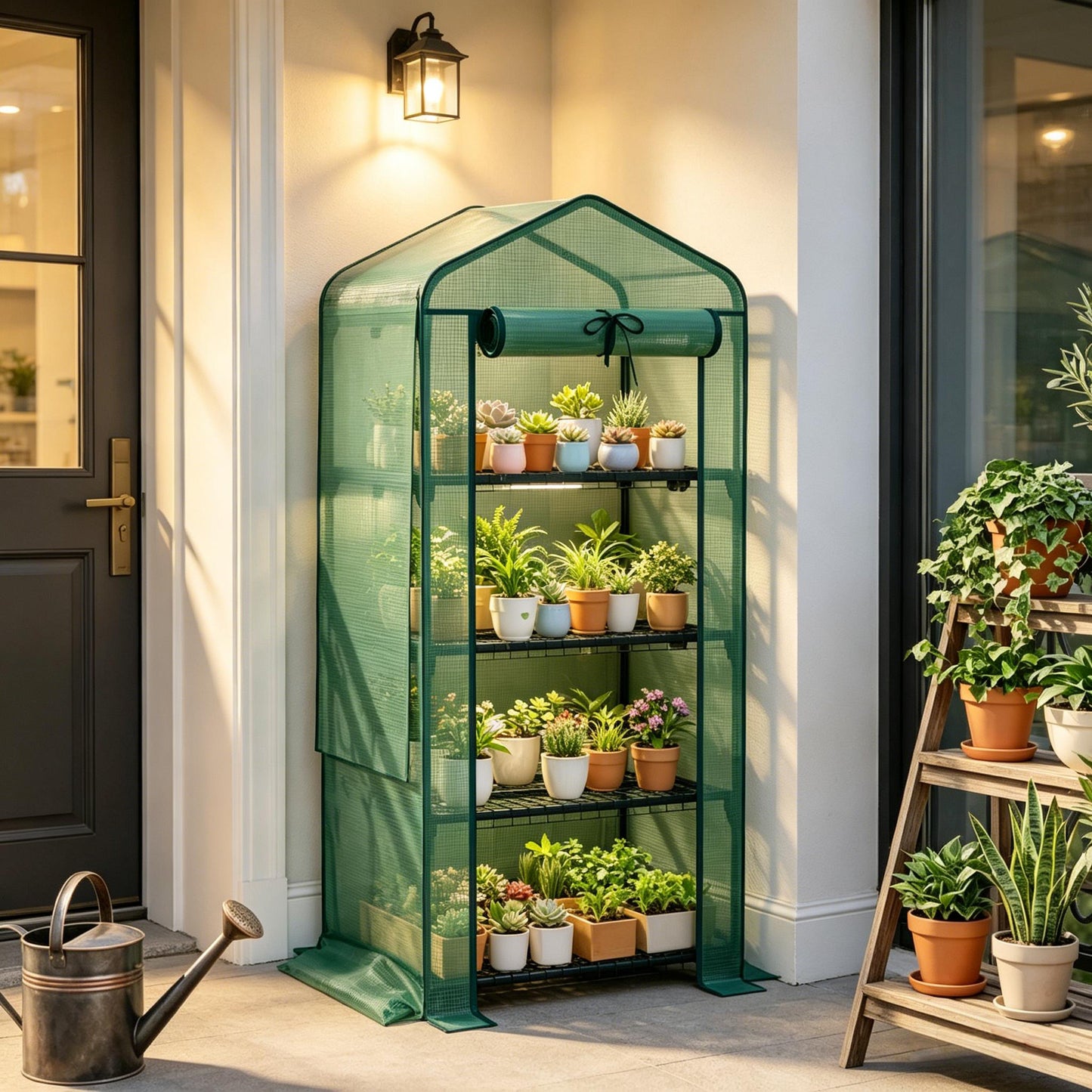 Portable Mini Greenhouse for Garden - Green & Dark Green