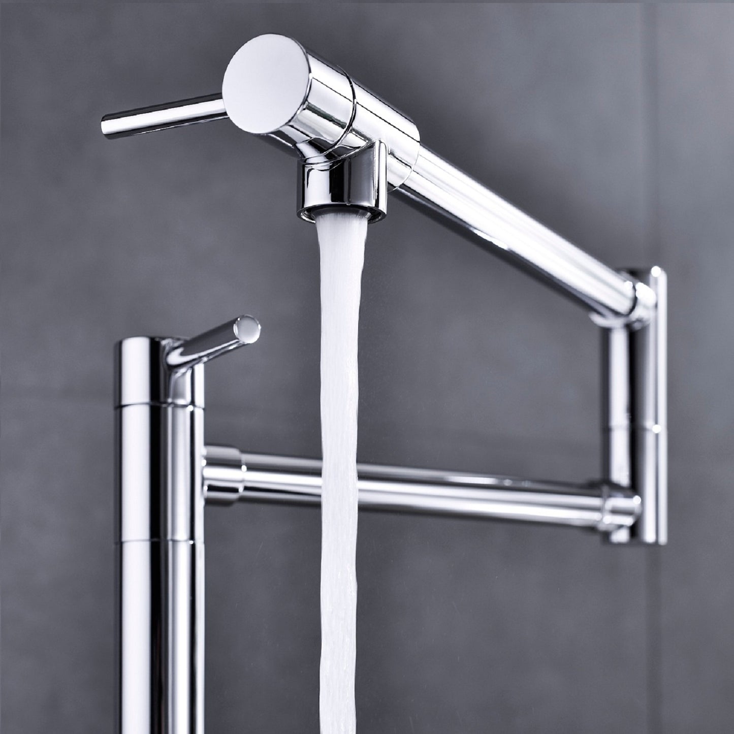 Folding Kitchen Faucet with Pot Filler and Extended Handle