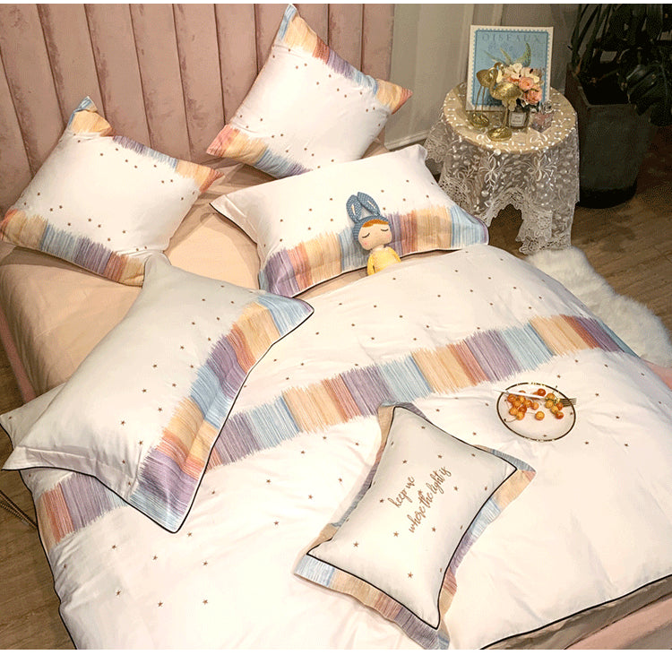 Cotton Embroidery Duvet Cover Set with Heart Pattern - All Bed Sizes