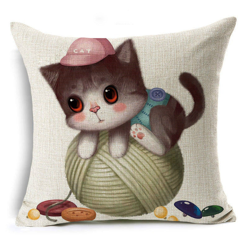 Cartoon Style Cotton Pillow Cover - 45x45cm Decorative Cushion Case