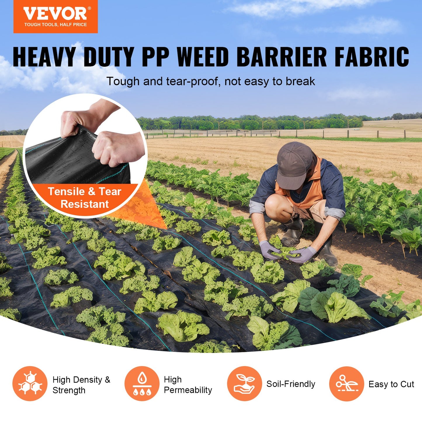 Heavy Duty Landscape Fabric 3.28x164 FT Weed Barrier for Garden & Landscaping