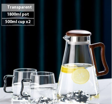 Large Capacity Borosilicate Glass Water Bottle with Wooden Handle - Multiple Styles & Quantities