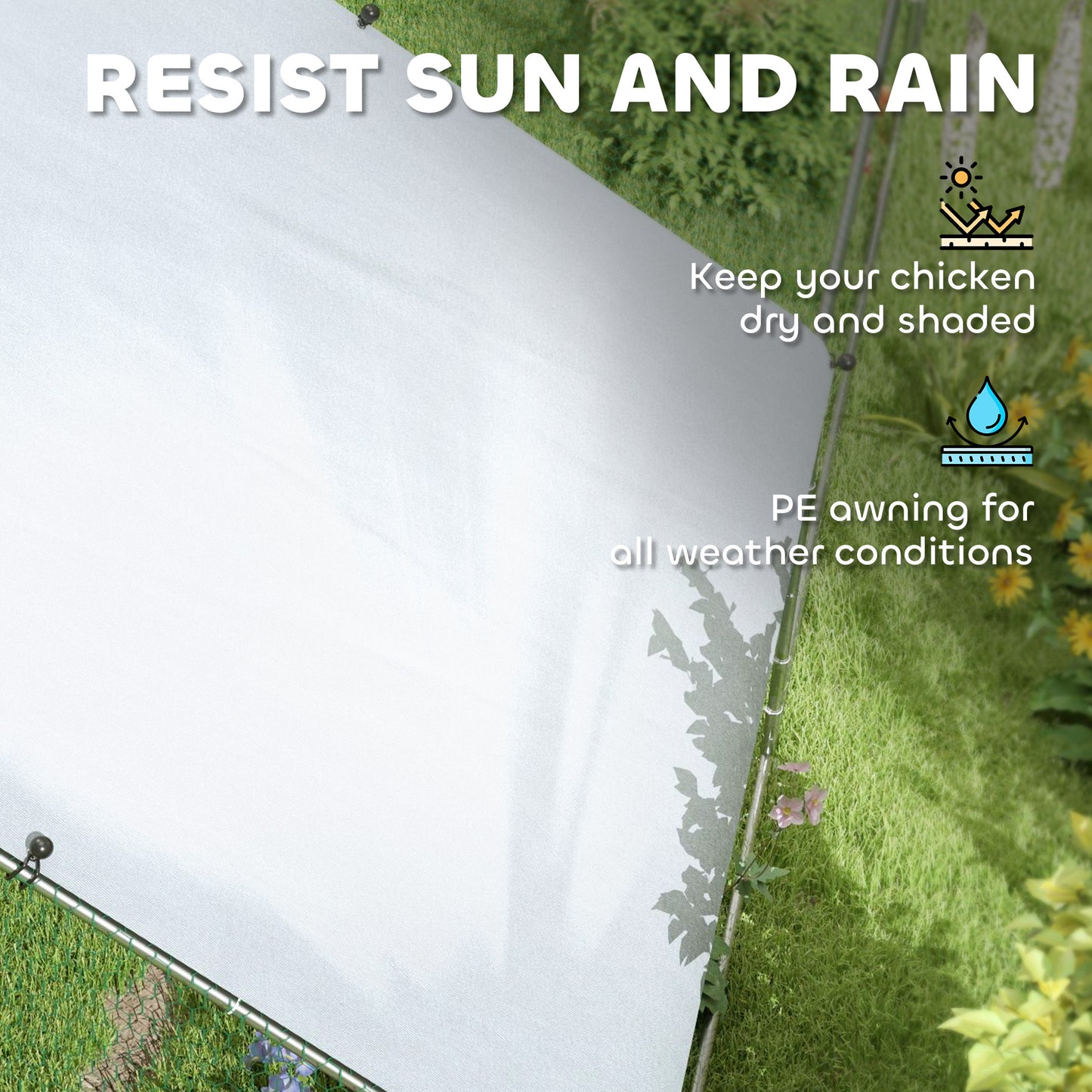 Large Outdoor Chicken Coop with Waterproof Anti-UV Cover - Silver, 39x10x6.4 Inches