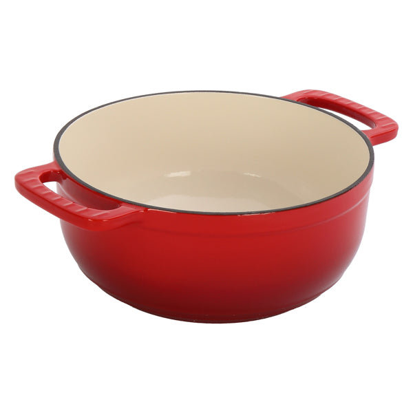 6QT Cast Iron Enamel Cooking Pot - Gradient Red with Silicone Gloves