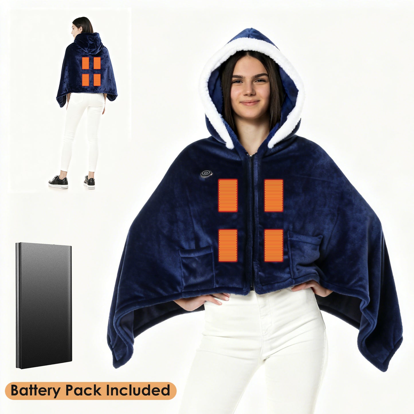 Heated Throw Blanket with 20000mAh Power Bank - Portable Electric Wrap for Women Men