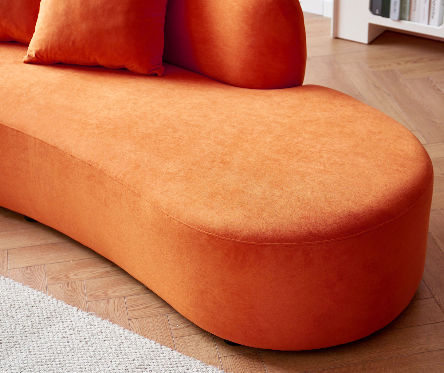 90 Curved Sofa With Throw Pillows, 4 Seater Luxury Velvet Couch Half