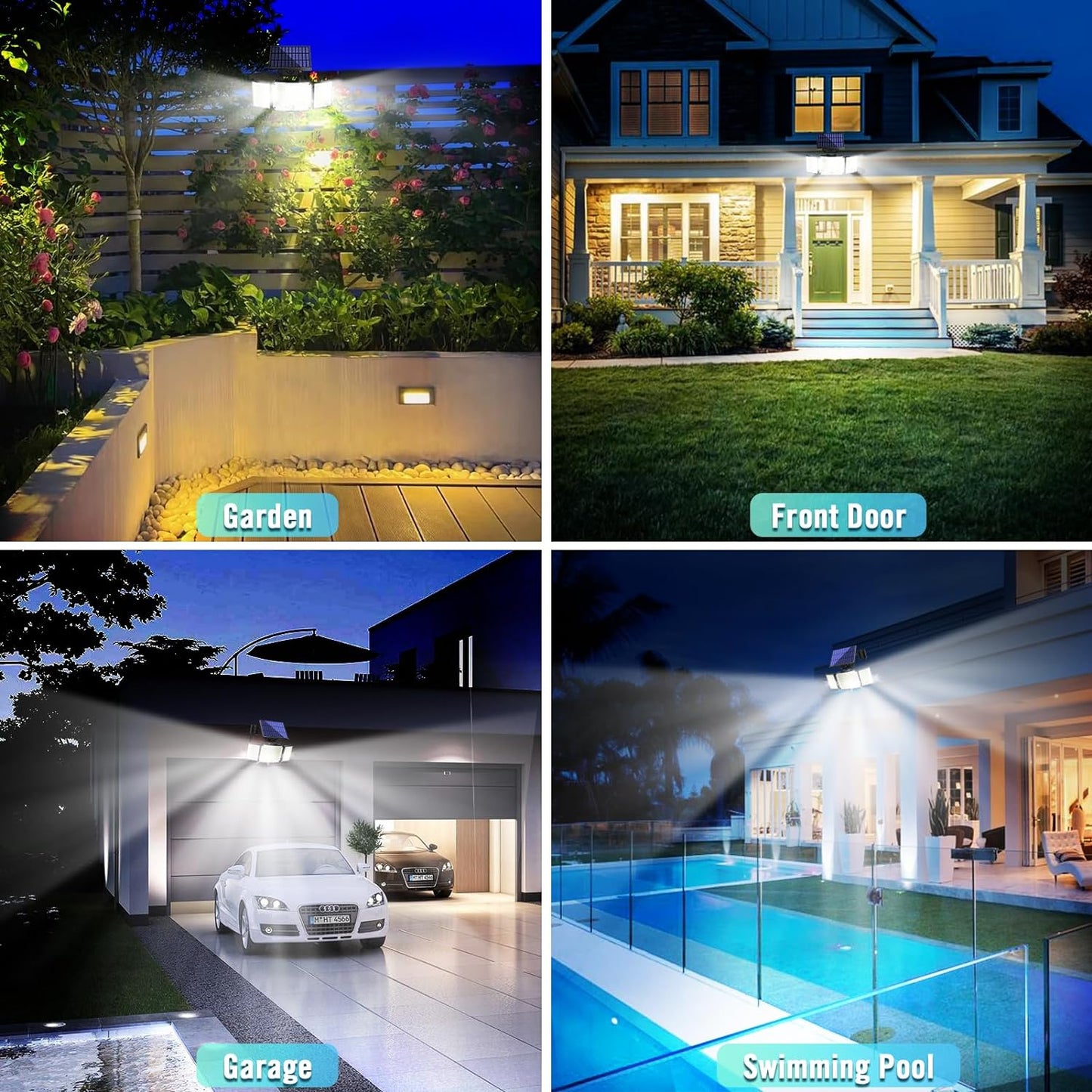 Outdoor Solar Motion Lights 348 LED Waterproof Security Floodlights with Remote