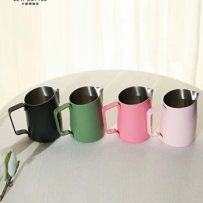 Stainless Steel Coffee Latte Art Cup with Round Spout - Multiple Colors