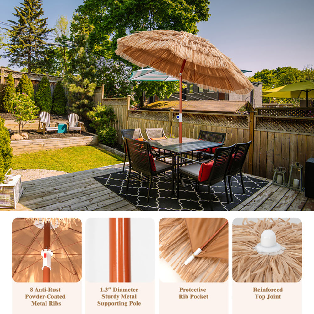 6ft Thatched Patio Umbrella with Tilt Design & Carrying Bag