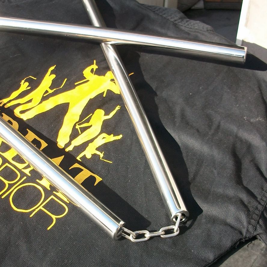 Stainless Steel Flat-Head Performance Staff Three-Section Staff Multiple Sizes