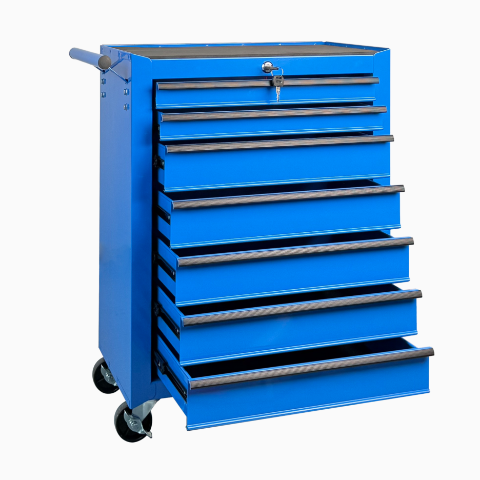 Rolling 7-Drawer Metal Tool Chest - 20" Blue Storage Cabinet