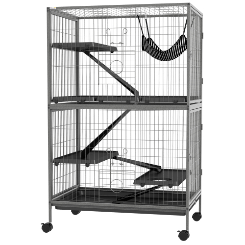 5-Tier Small Animal Cage with Hammock and Heavy Duty Steel Wires - Large Ferret & Chinchilla Habitat, Grey