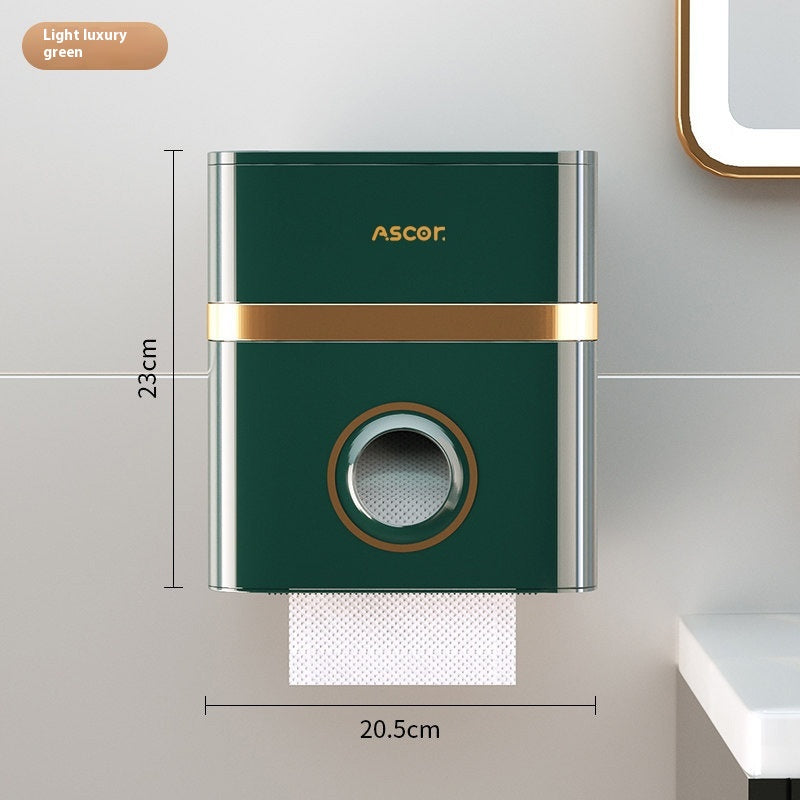 Bathroom Storage Rack with Waterproof Double Layer Paper Holder - Modern Plastic Organizer