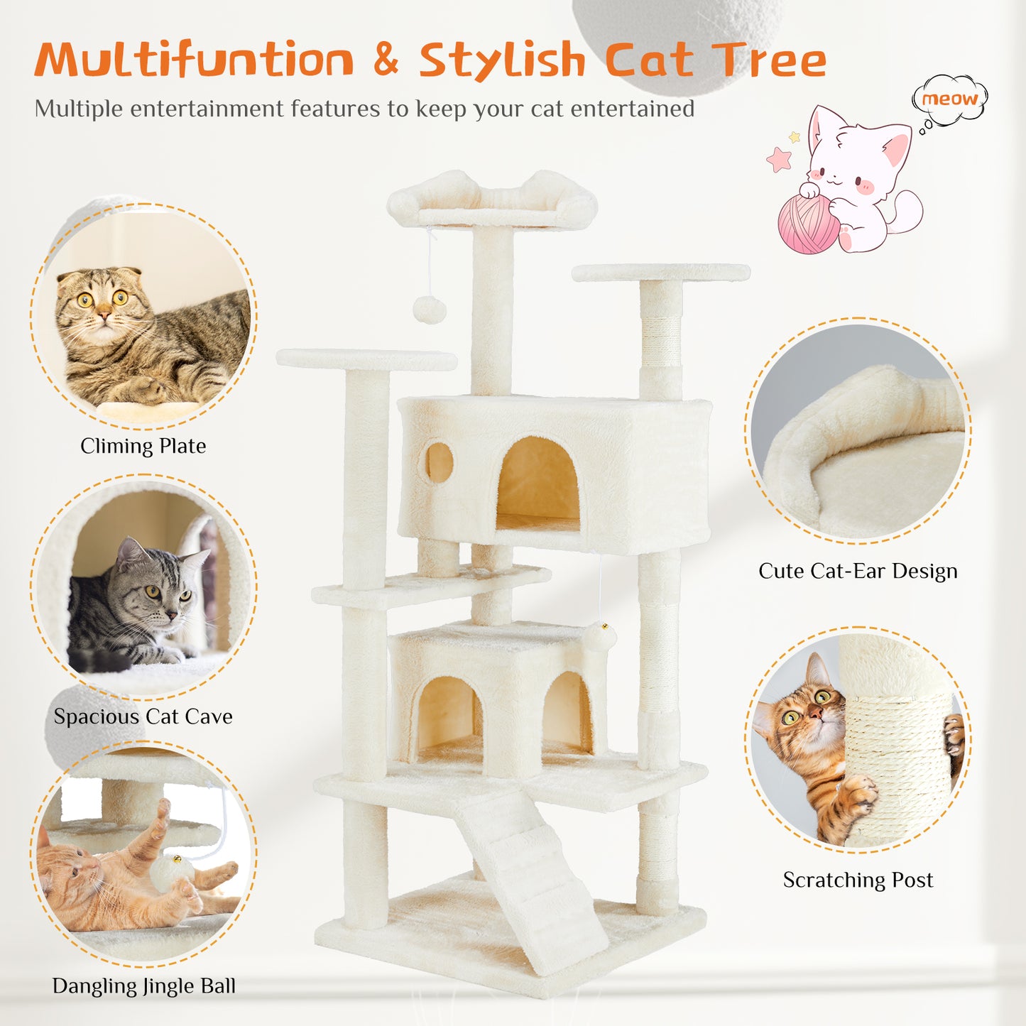 Multi Functional Cat Treehouse & Climbing Frame for Cats - Large Play Structure