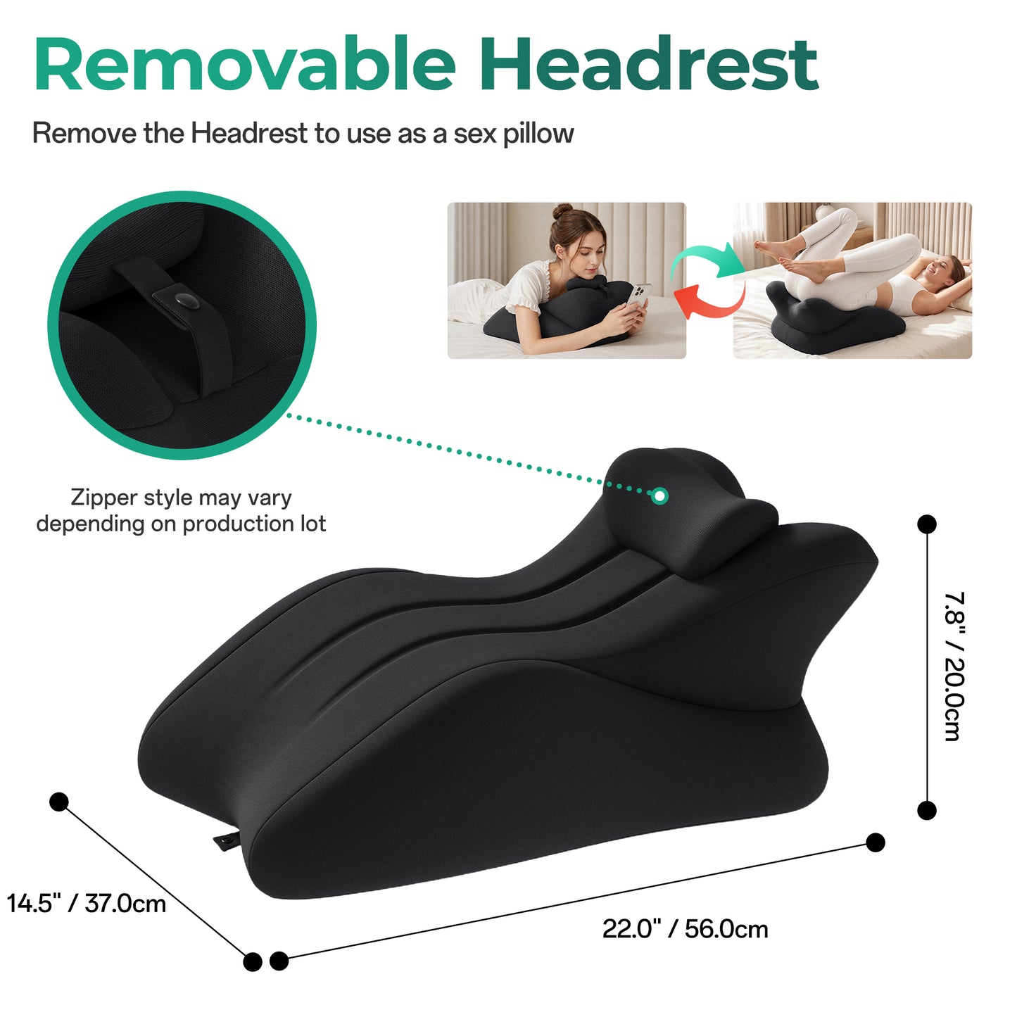Ergonomic Memory Foam Support Pillow for Couples - Black